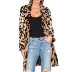 House of Harlow Genn Faux Fur Leopard Coat